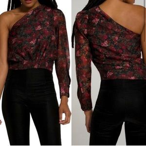 Good American Plus Size Moody Floral Print One-shoulder Top